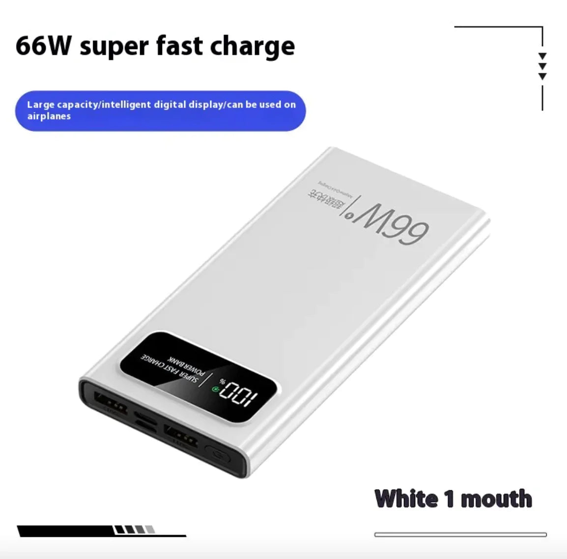 66W Supersnel Opladende Mobiele Powerbank - 20000mAh Grote Capaciteit