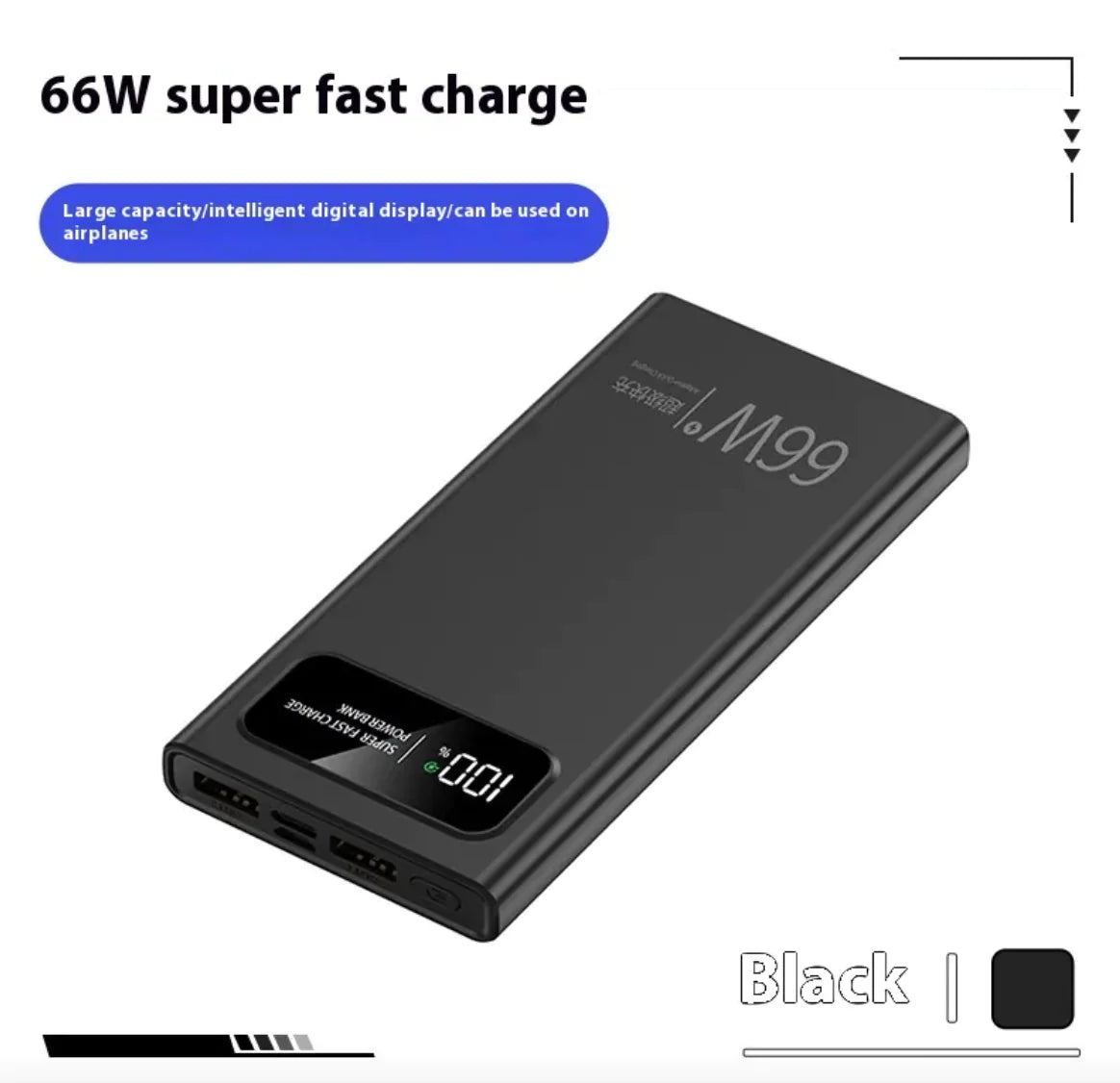 66W Supersnel Opladende Mobiele Powerbank - 20000mAh Grote Capaciteit